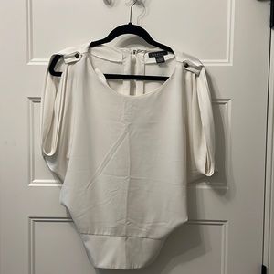 White Grazia open-back, slit sleeve blouse